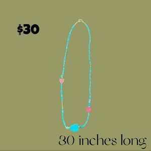Turquoise lariat necklace with tiger beads